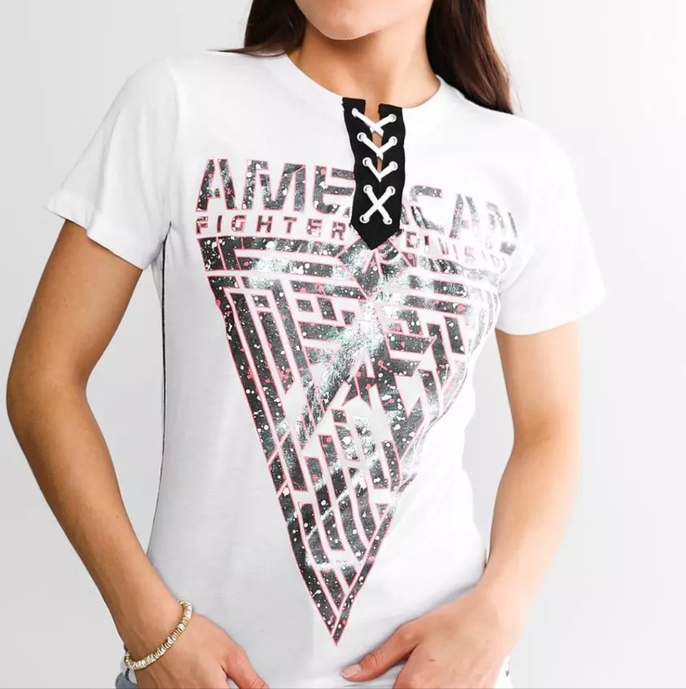 American Fighter Marshall Creek Lace up Graphic Tshirt size Medium